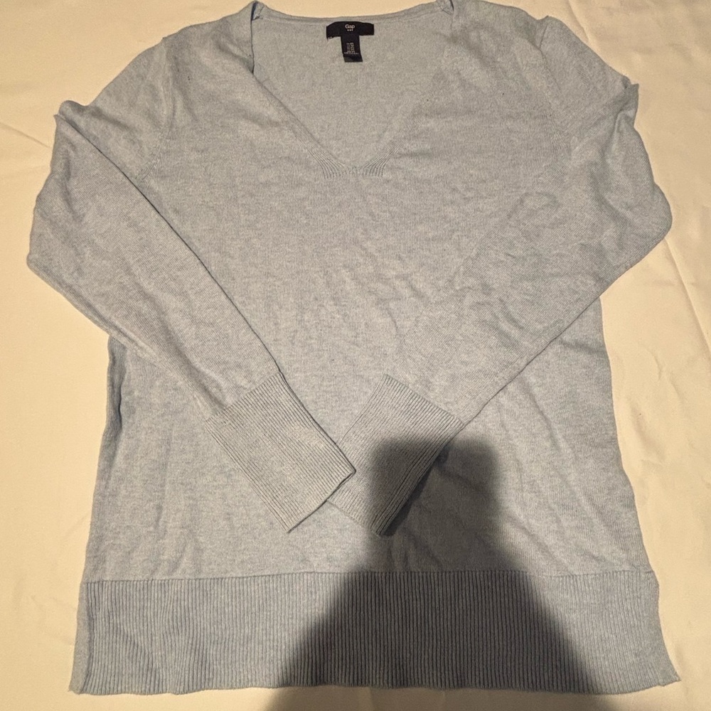 GAP Blue V-Neck Sweater Soft Knit Casual